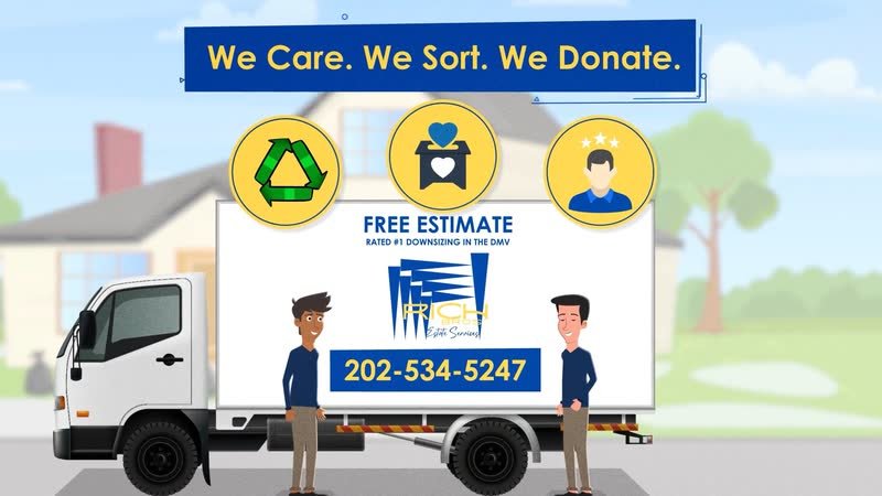 Rich Brothers graphic reading We Care, We Sort, We Donate with a free estimate offer and phone number